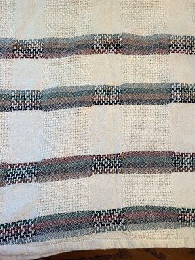 Crown Crafts Vintage Woven Cotton Blanket Made In USA 1987 With Stripes Pattern